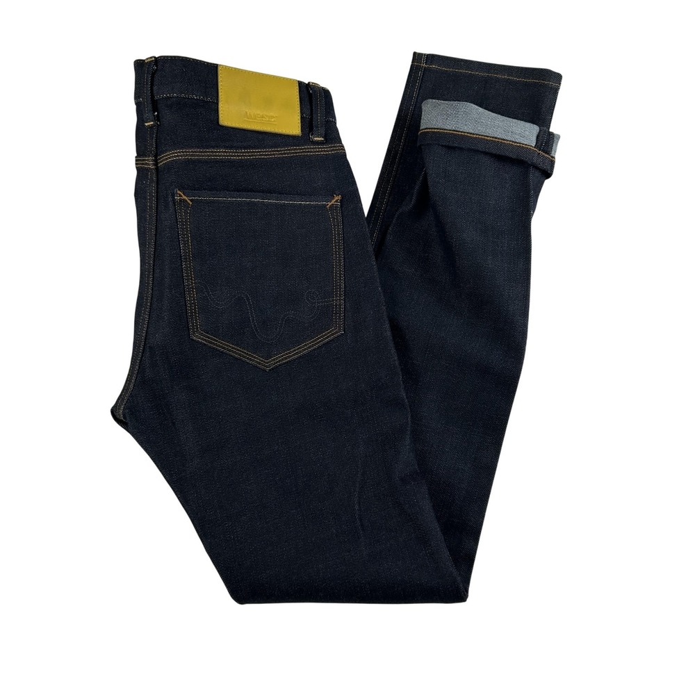 WESC Jeans Mens 29x32 Dark Raw Denim Eddy Slim Straight 5‎ Pocket Stretch